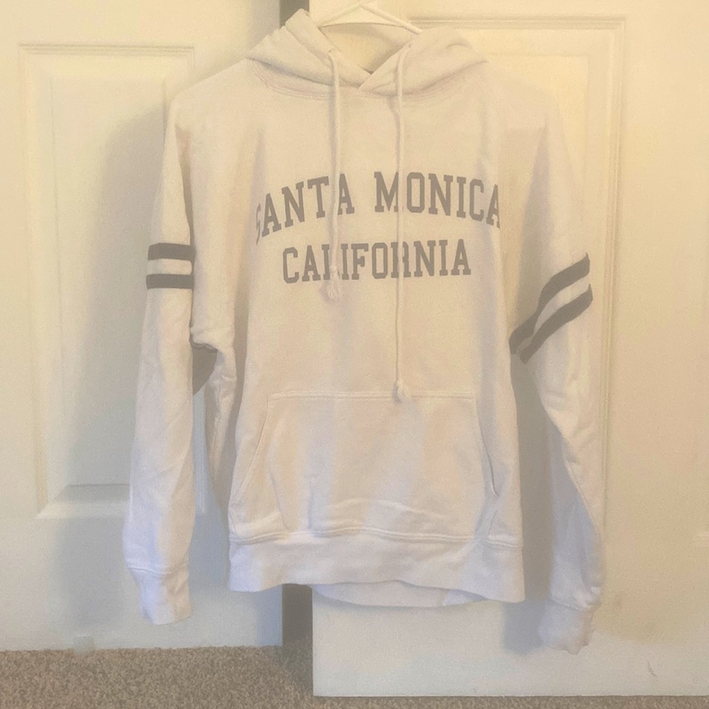 Brandy Melville/John Galt OS White Hooded Sweatshirt